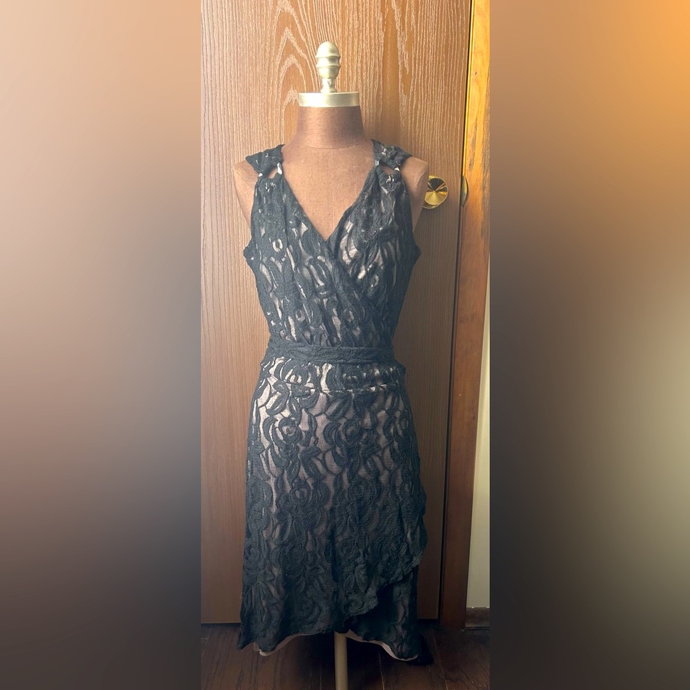 Lily large lace wrap dress with abalone detail lined!